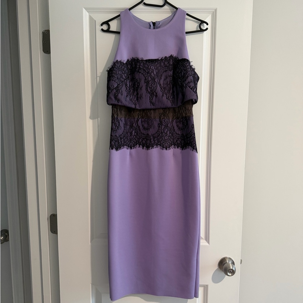 ASOS Lavender and Black Lace Midi Dress